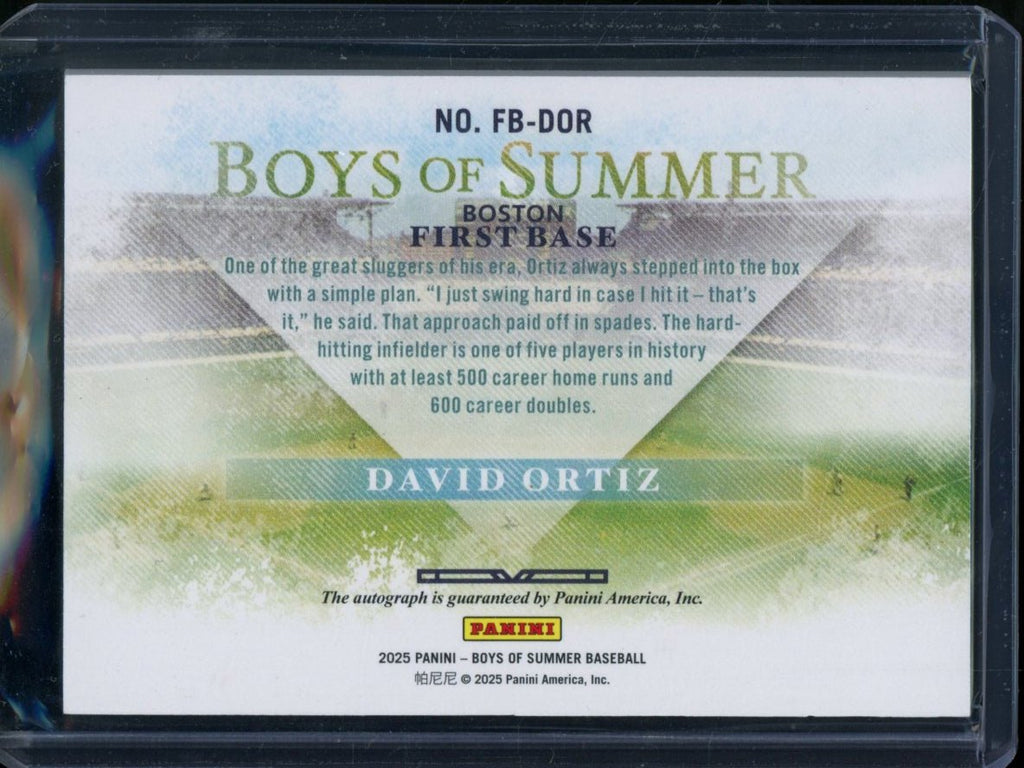 2025 Panini Boys Of Summer David Ortiz Fabric Of The Game Baseball Auto /2 Red Sox