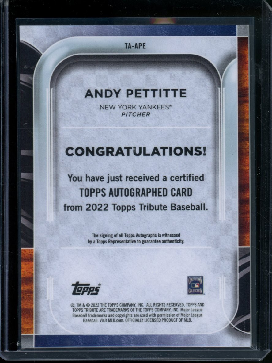 2022 Topps Tribute Andy Pettitte Auto 1/1 Yankees