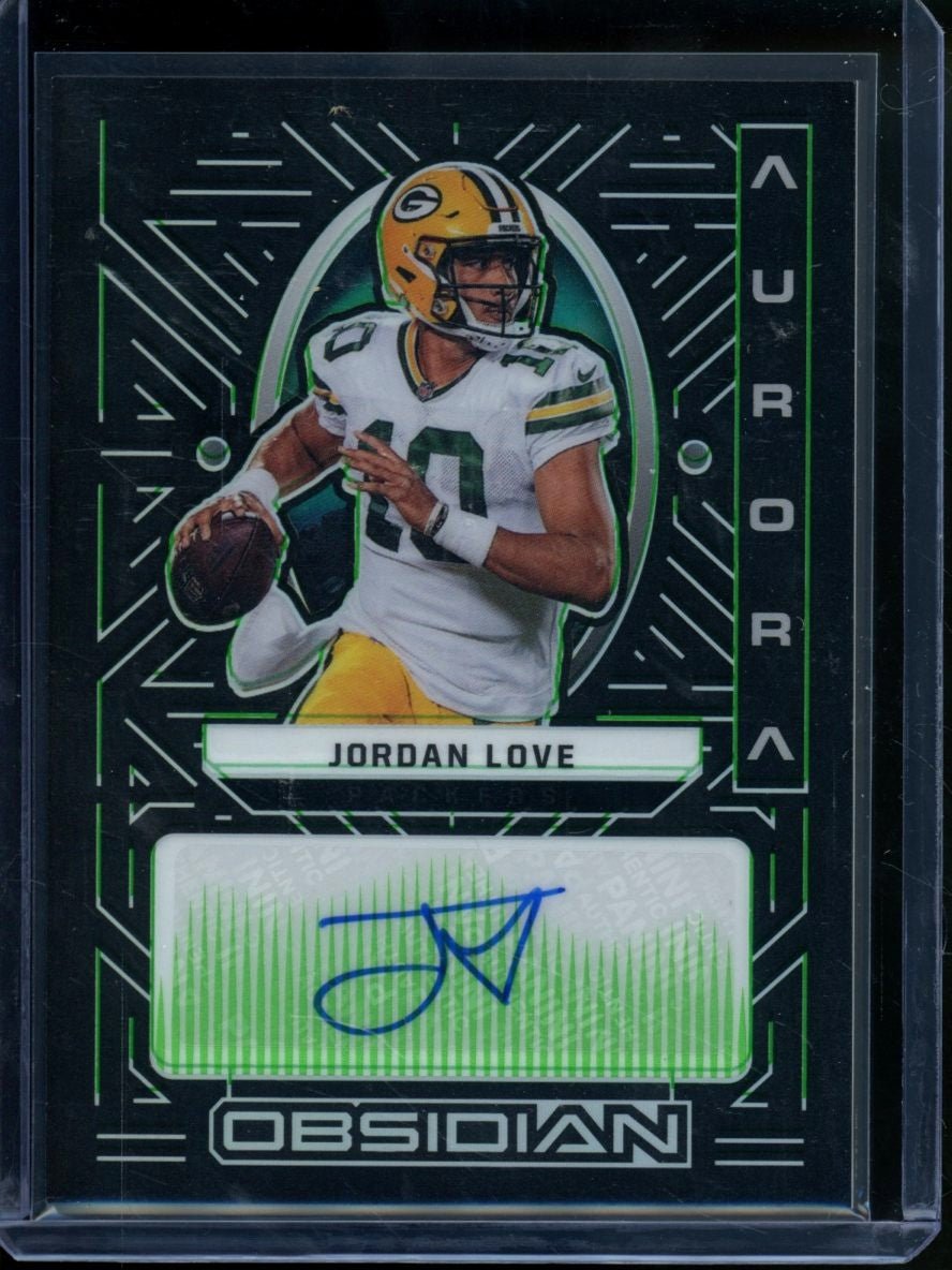 2022 Panini Obsidian Jordan Love Aurora Auto Electric Etch Green /50 Packers