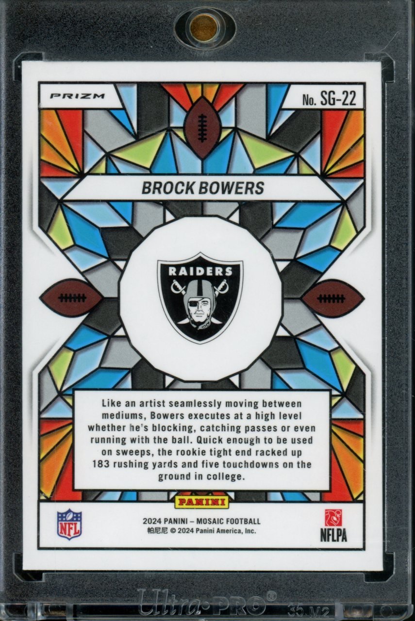 2024 Panini Mosaic Brock Bowers Stained Glass Rookie SSP Raiders