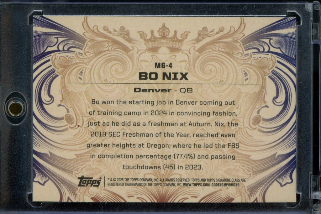 2024 Topps Signature Class Bo Nix Monarchs Of The Game Rookie SSP Broncos