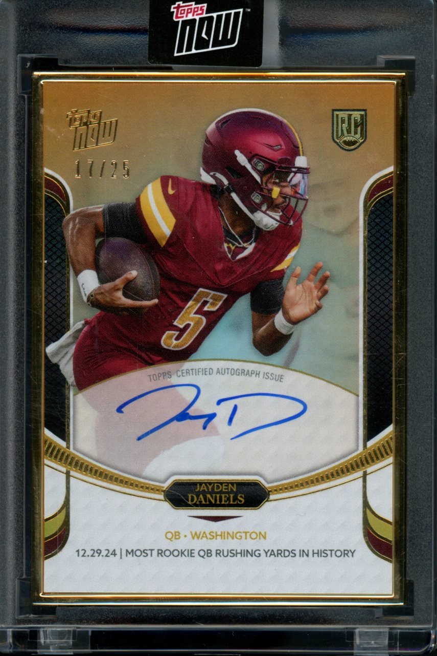 2024 Topps Now Rookie Campaign Jayden Daniels Rushing Yards Auto Orange /25 Commanders