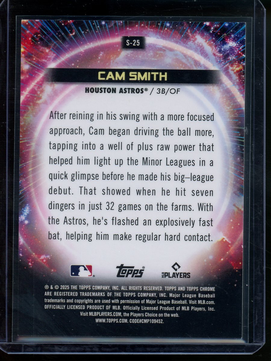 2025 Topps Chrome Cosmic Baseball Cam Smith Rookie Supernova SSP Black /10 Astros