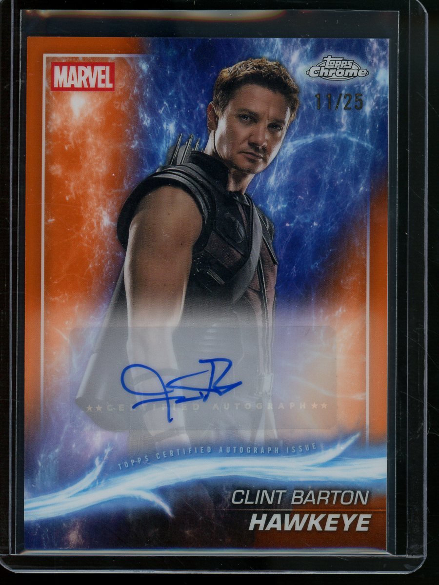 2025 Topps Chrome Jeremy Renner Orange Autograph /25 Clint Barton Hawkeye Avengers