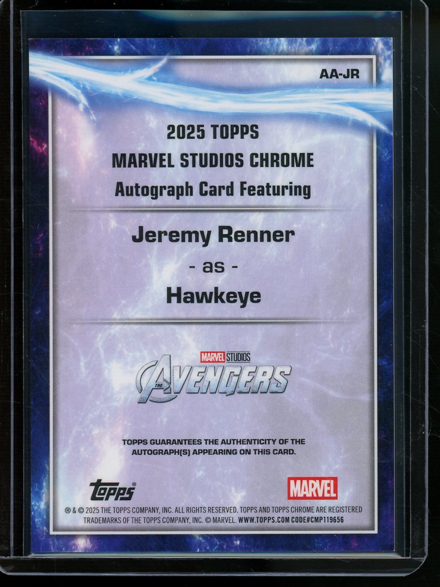 2025 Topps Chrome Jeremy Renner Orange Autograph /25 Clint Barton Hawkeye Avengers