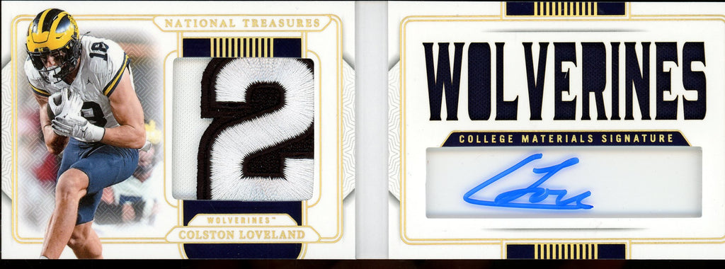 2025 Panini National Treasures Collegiate Colston Loveland 1/1 Rookie Booklet Autograph Patch