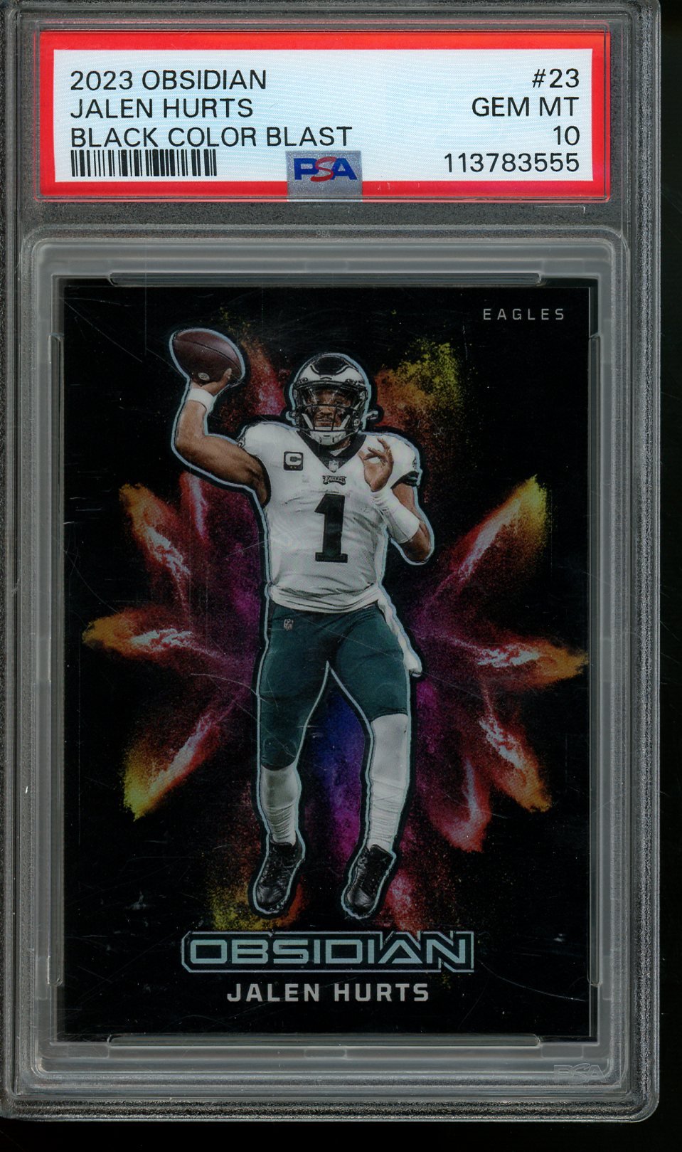 2023 Panini Obsidian Jalen Hurts Black Color Blast Case Hit PSA 10 Eagles