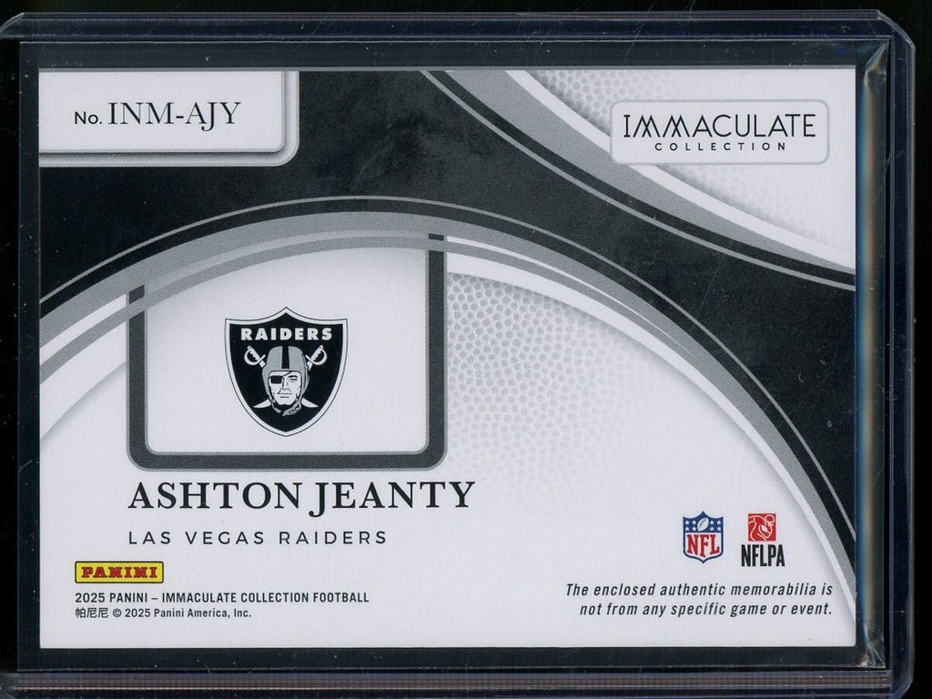 2025 Panini Immaculate Ashton Jeanty Rookie Immaculate Numbers Patch 2/2 Raiders