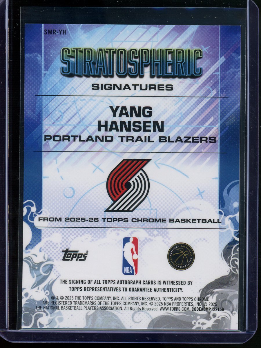 2025 Topps Chrome Yang Hansen Rookie Stratospheric Autograph Gold /50 Trail Blazers