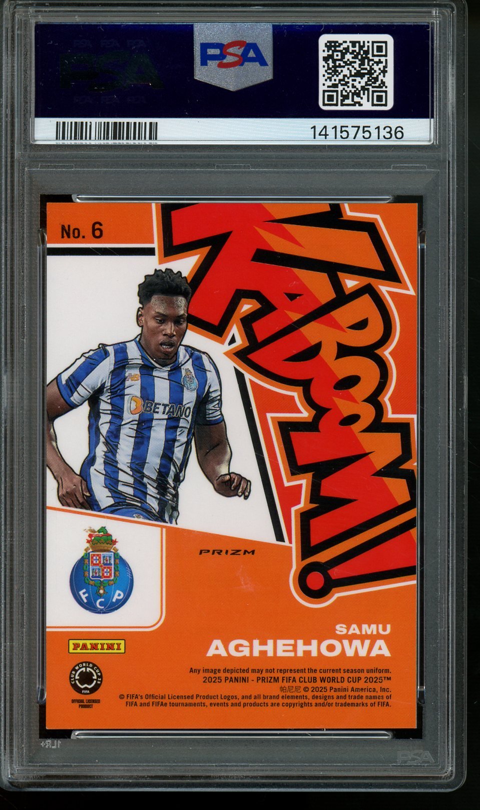 2025 Panini Prizm World Cup Samu Aghehowa Kaboom Case Hit PSA 9 FC Porto