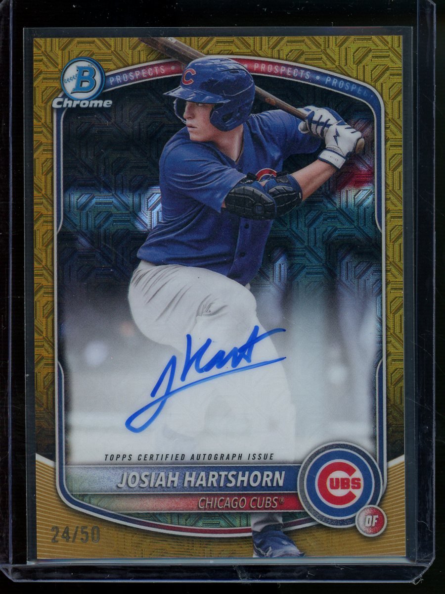 2025 Bowman Chrome Josiah Hartshorn Gold Mojo Autograph /50 Cubs