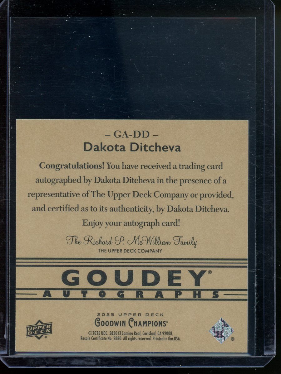 2025 Upper Deck Goodwin Champions Dakota Ditcheva Goudey Autograph UFC