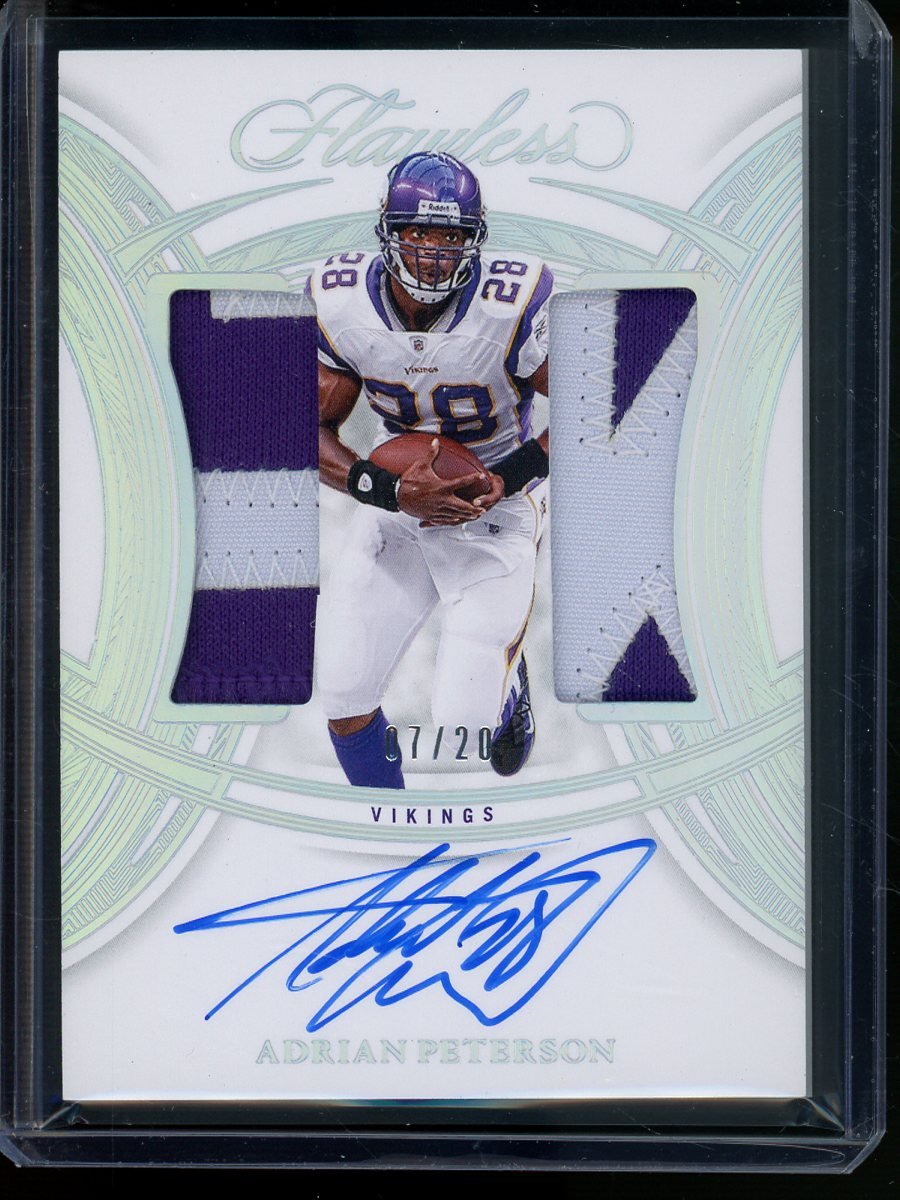 2025 Panini Flawless Adrian Peterson Rookie Dual Patch Autographs /20 Vikings