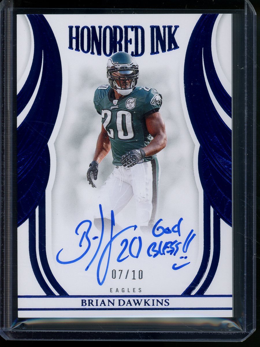 2025 Panini Flawless Brian Dawkins Honored Ink Blue /10 Inscription Eagles