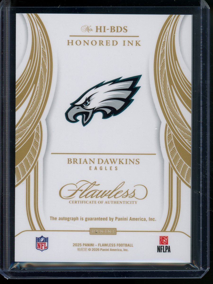 2025 Panini Flawless Brian Dawkins Honored Ink Blue /10 Inscription Eagles