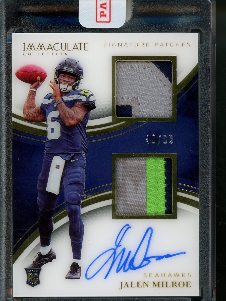 2025 Panini Immaculate Jalen Milroe Rookie Patch Autograph /99 Seahawks