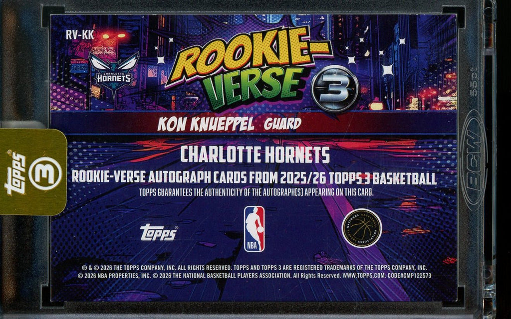 2026 Topps 3 Kon Knueppel Rookie-Verse Autograph /15 Charlotte Hornets
