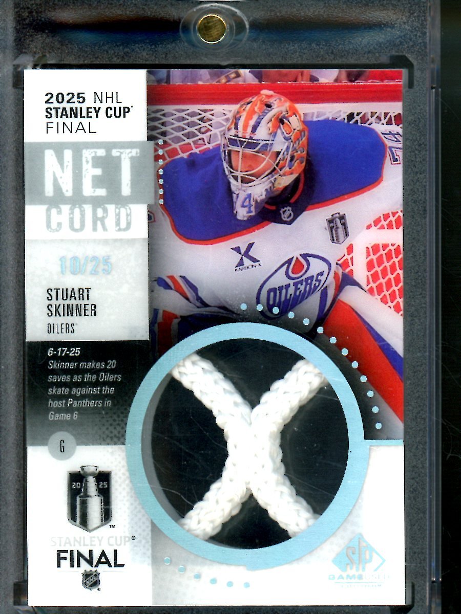 2025 Upper Deck SP Game Used Stuart Skinner Net Cord Stanley Cup Final /25 Oilers