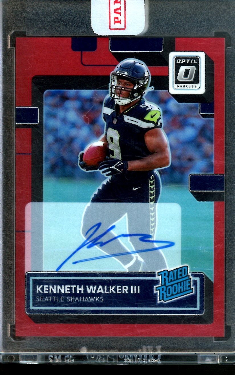 2022 Panini Optic Kenneth Walker III Red Rated Rookie Autograph /75 Seahawks / Chiefs