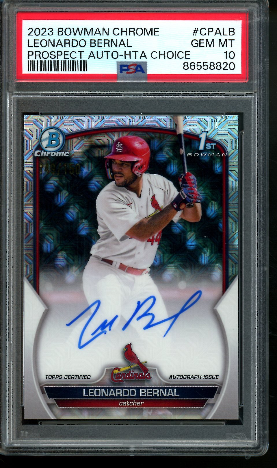 2023 Bowman Chrome Leonardo Bernal 1st Mojo Autograph 150 PSA 10 Cardinals