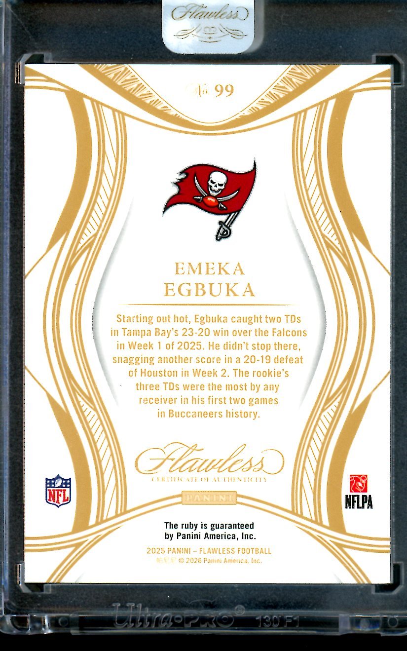 2025 Panini Flawless Emeka Egbuka Ruby Rookie /25 Buccaneers