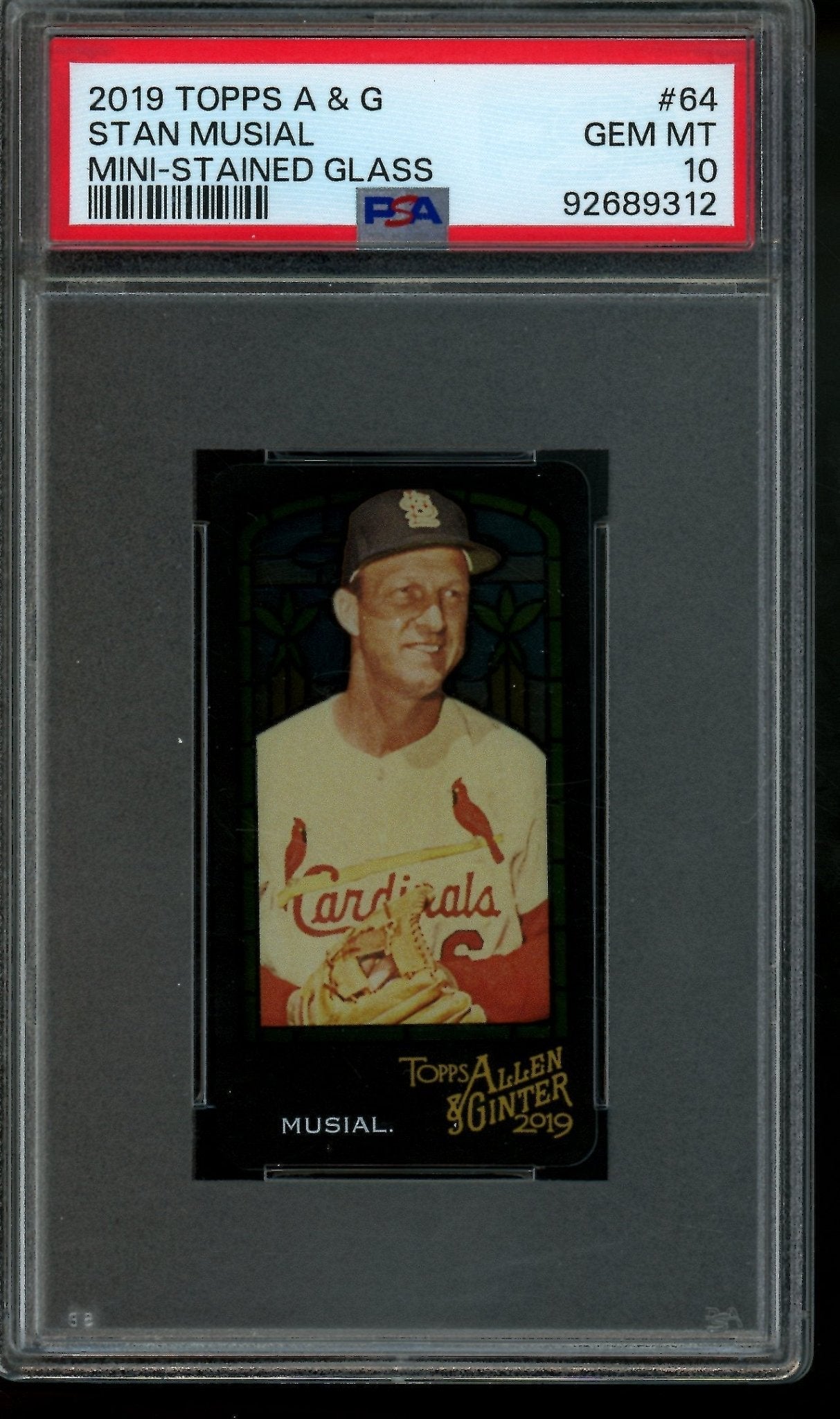 2019 Topps Allen and Ginter Stan Musial Mini Stained Glass SSP PSA 10 Cardinals