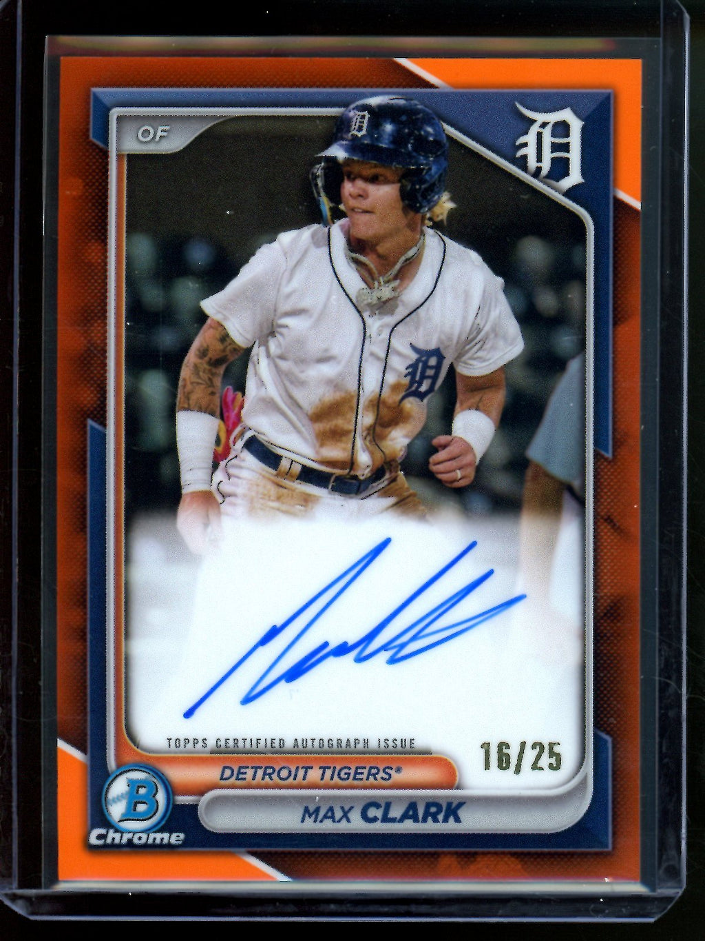 2024 Bowman Chrome Max Clark True Orange Autograph /25 Tigers