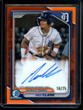 2024 Bowman Chrome Max Clark True Orange Autograph /25 Tigers