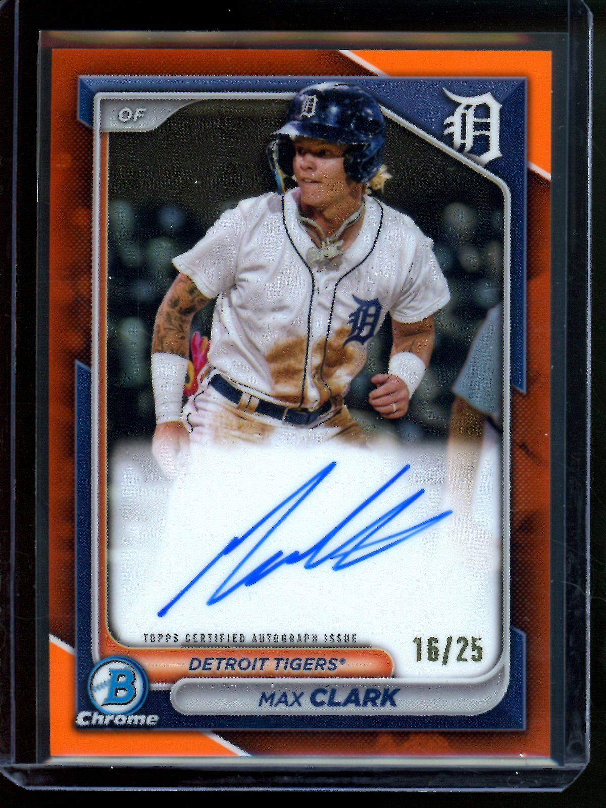 2024 Bowman Chrome Max Clark True Orange Autograph /25 Tigers