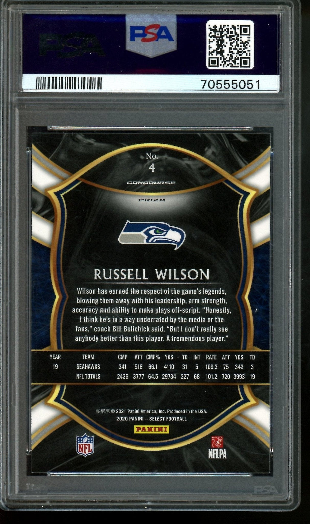 2020 Panini Select Russell Wilson Cosmic Prizm SP PSA 10 Seahawks