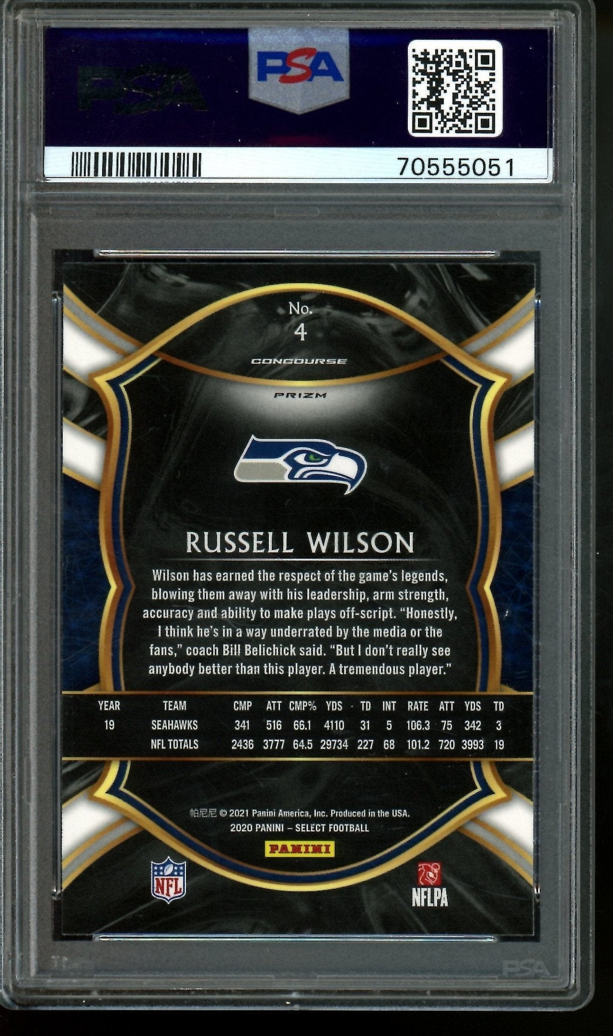 2020 Panini Select Russell Wilson Cosmic Prizm SP PSA 10 Seahawks