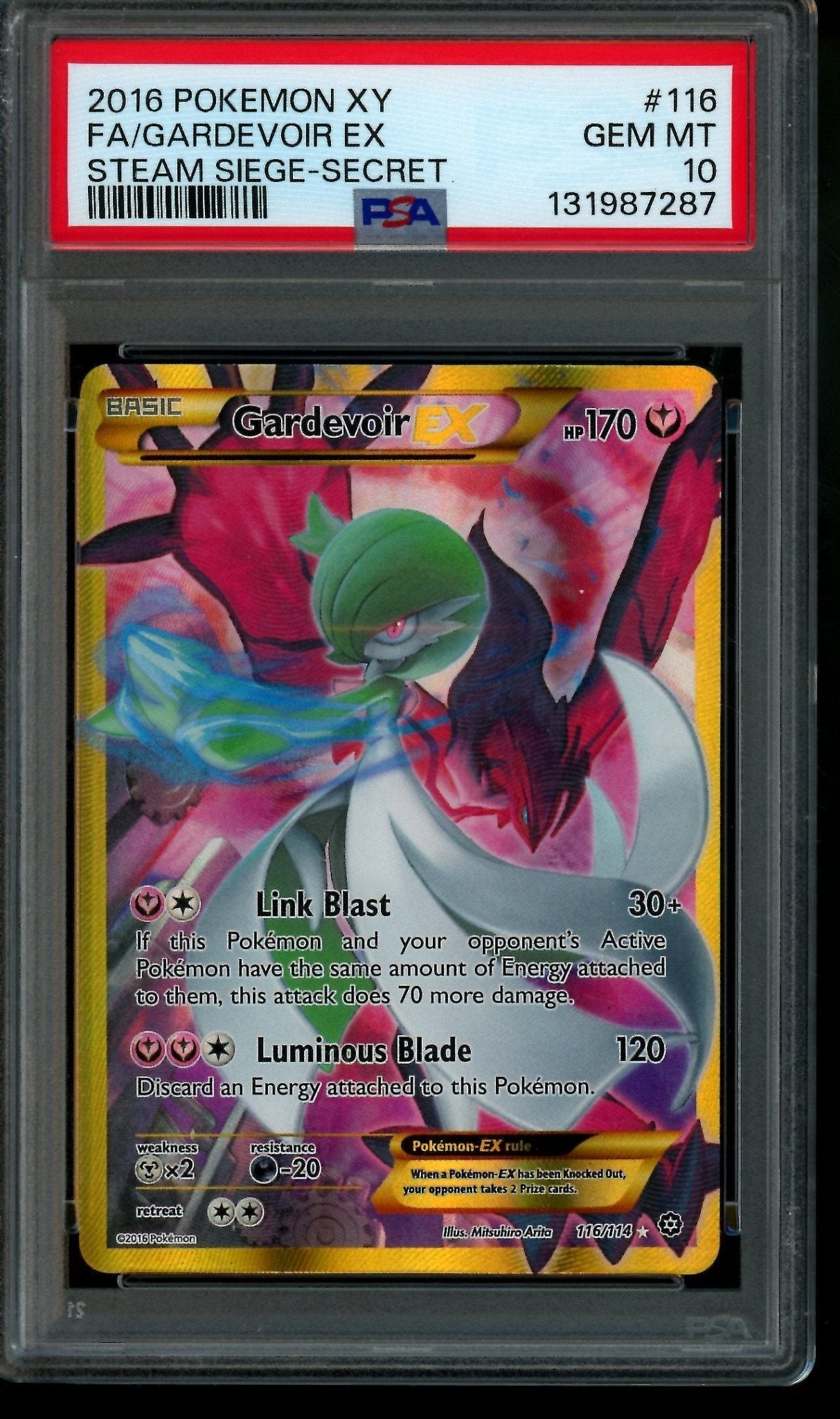 2016 Pokemon XY Evolutions Gardevoir EX Steam Siege-Secret PSA 10