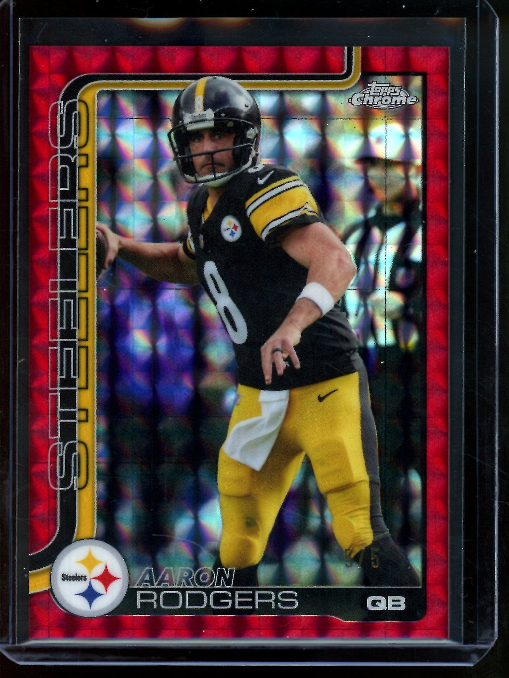 2025 Topps Chrome Aaron Rodgers Red Geometric Refractor /5 Steelers