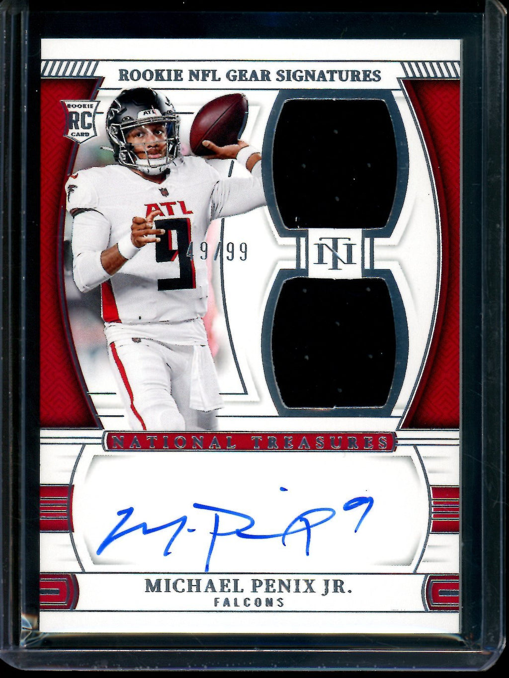 2024 Panini National Treasures Michael Penix Jr Rookie NFL Gear Signatures /99 Falcons