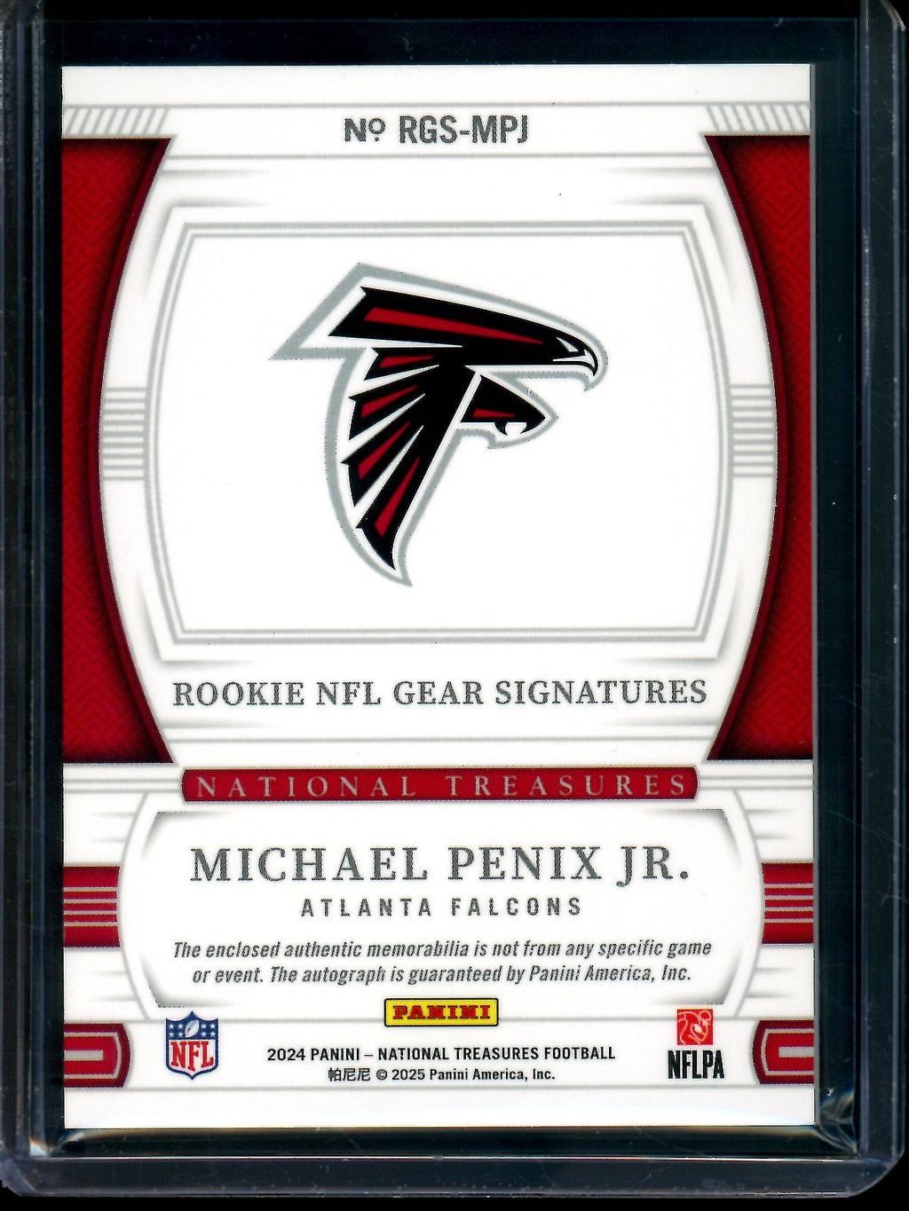 2024 Panini National Treasures Michael Penix Jr Rookie NFL Gear Signatures /99 Falcons