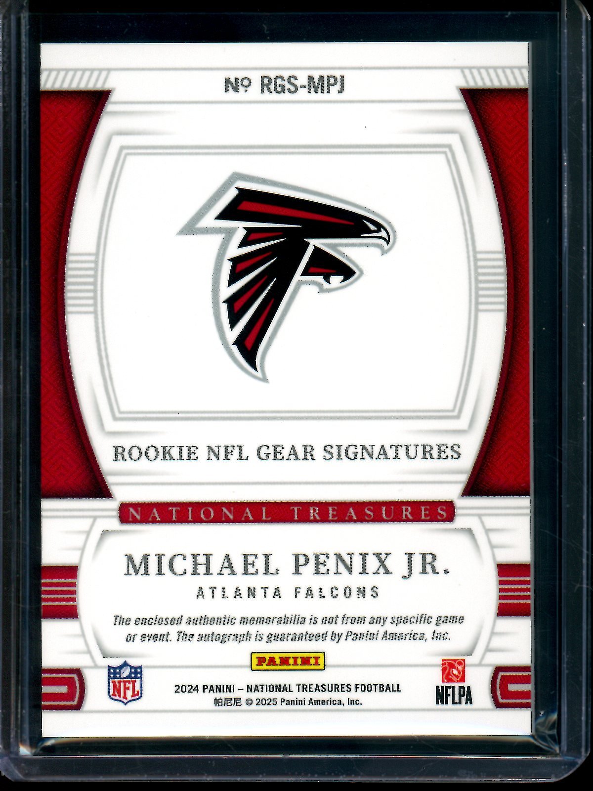 2024 Panini National Treasures Michael Penix Jr Rookie NFL Gear Signatures /99 Falcons
