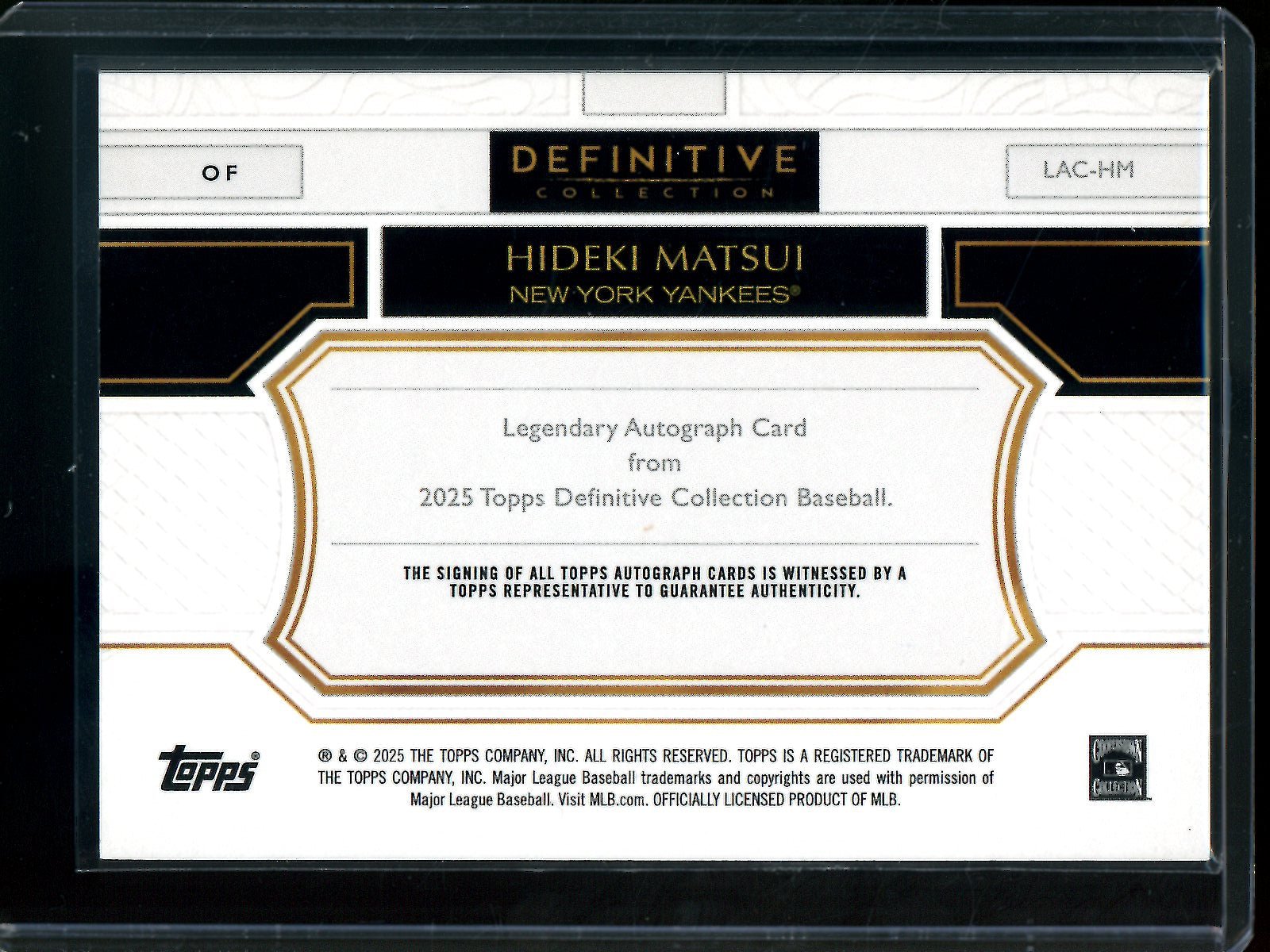 2025 Topps Definitive Hideki Matsui Legendary Autograph 1/1 Yankees