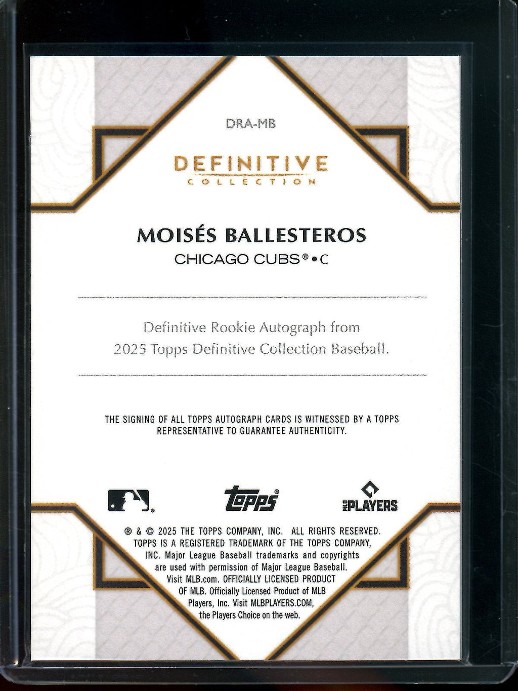 2025 Topps Definitive Moises Ballesteros Rookie Autograph /10 Cubs