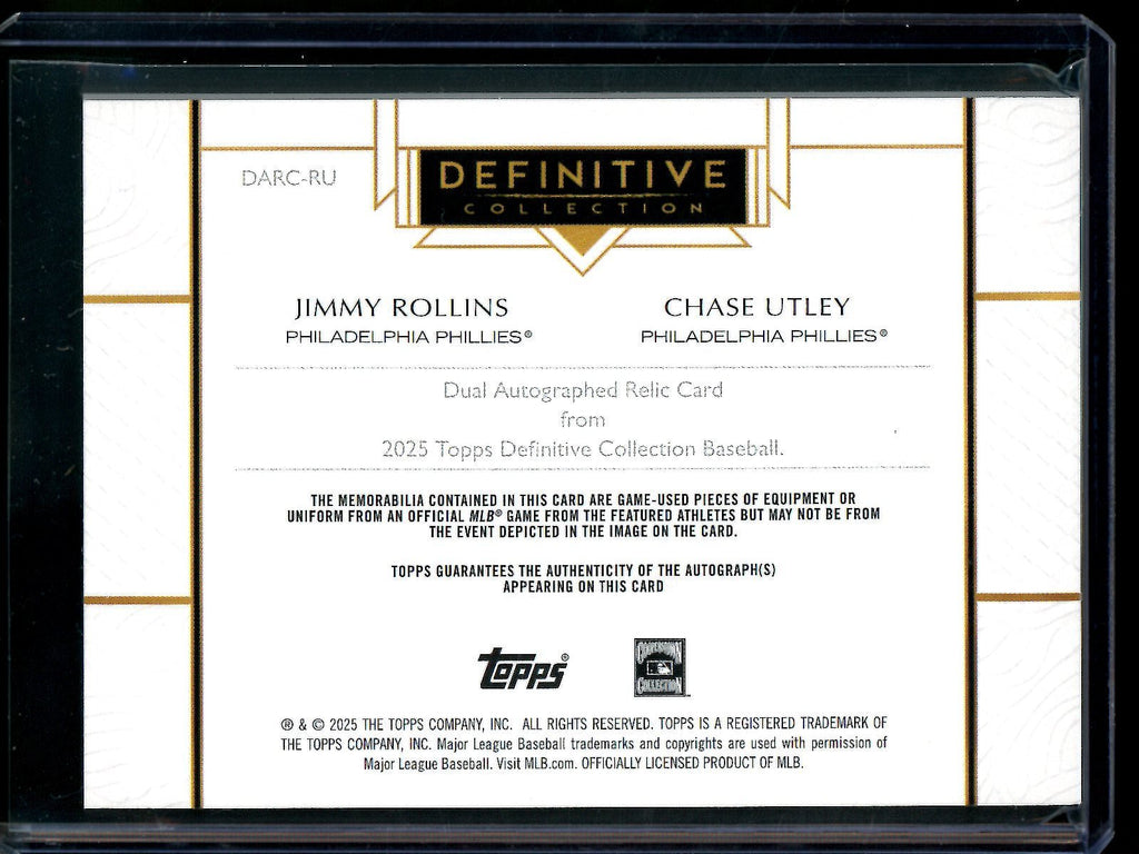 2025 Topps Definitive Jimmy Rollins / Chase Utley Dual Autograph Relic /25 Phillies