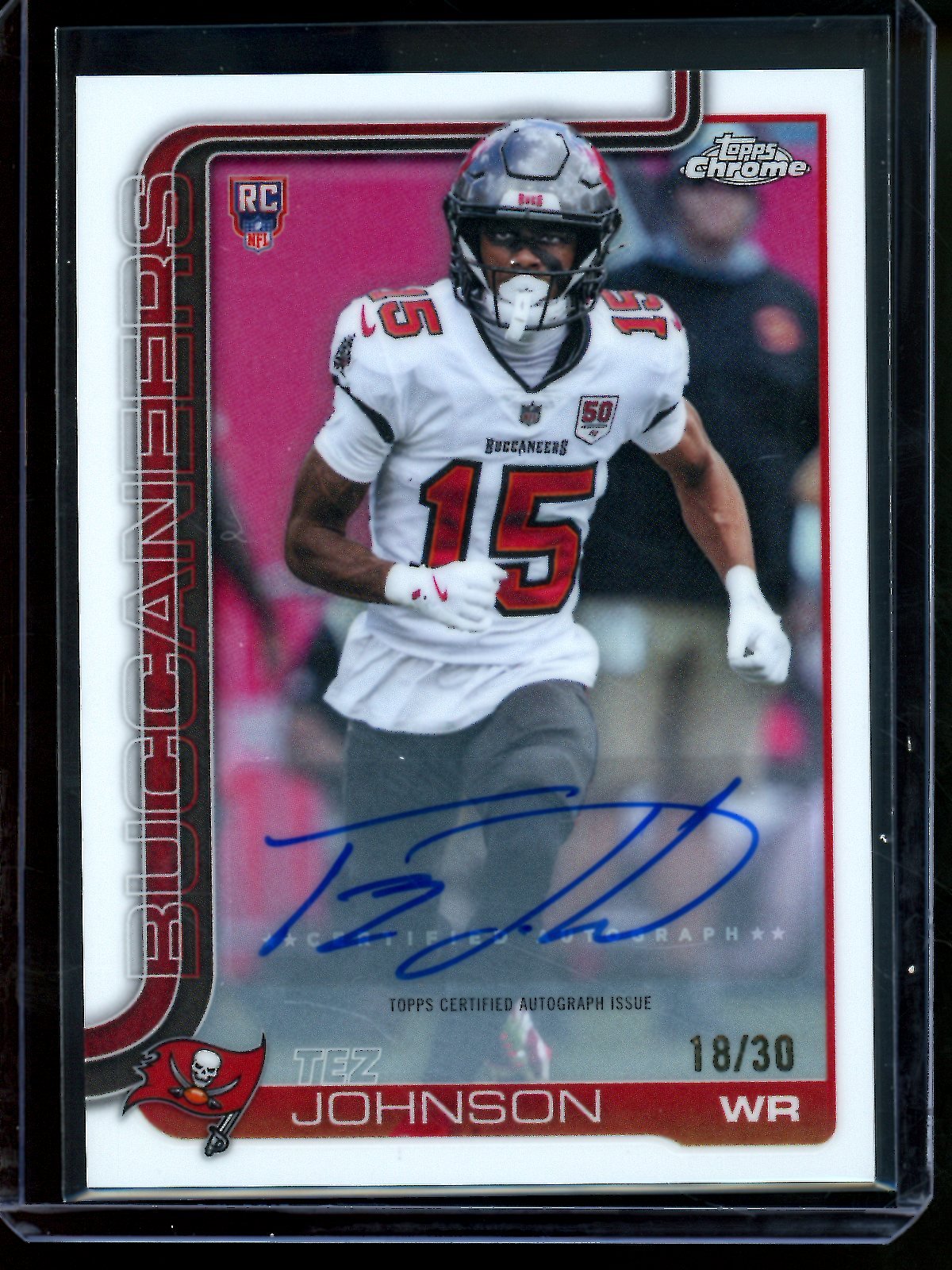 2025 Topps Chrome Tez Johnson White Rookie Autograph /30 Buccaneers