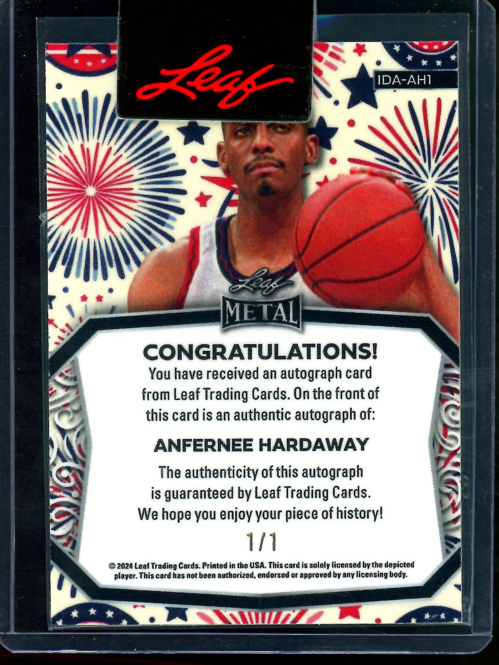 2024 Leaf Metal Anfernee Hardaway 1/1 Gold Vinyl Autograph Magic