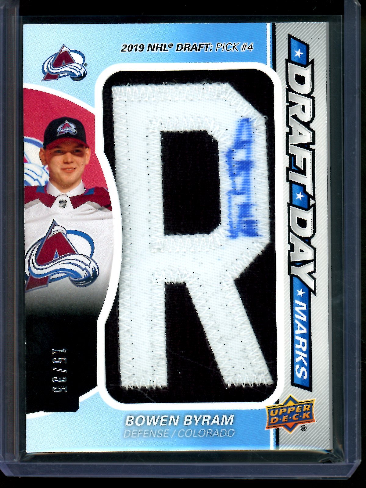 2021 Upper Deck Upper Deck Bowen Byram Draft Day Marks Autograph Patch /35 Colorado