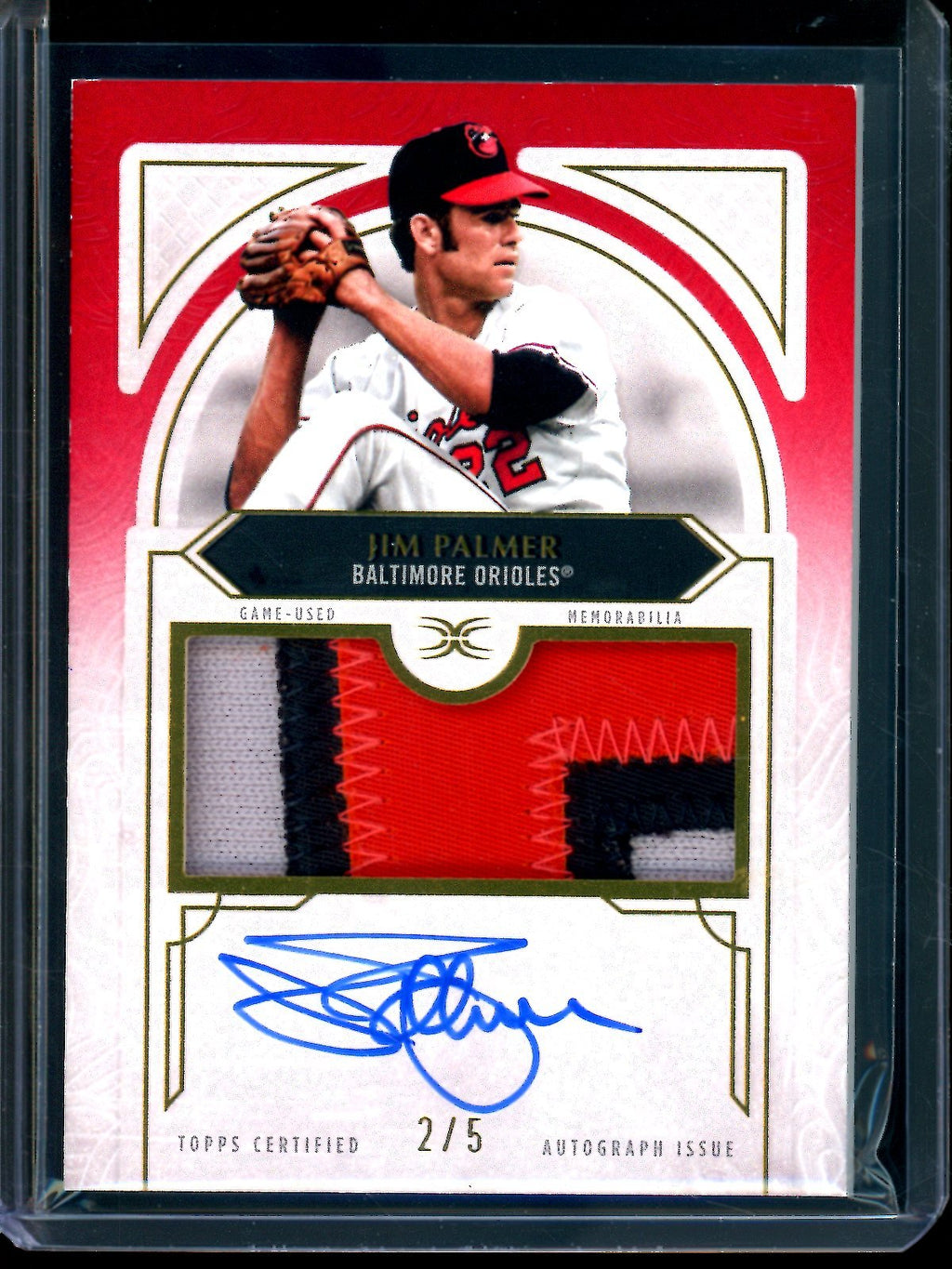 2025 Topps Definitive Jim Palmer Autograph Relic Red /5 Orioles