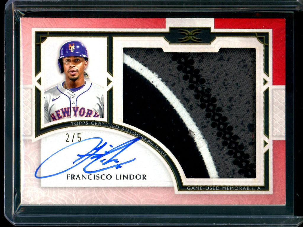 2025 Topps Definitive Fransisco Lindor Autograph Relic Card Red /5 Mets