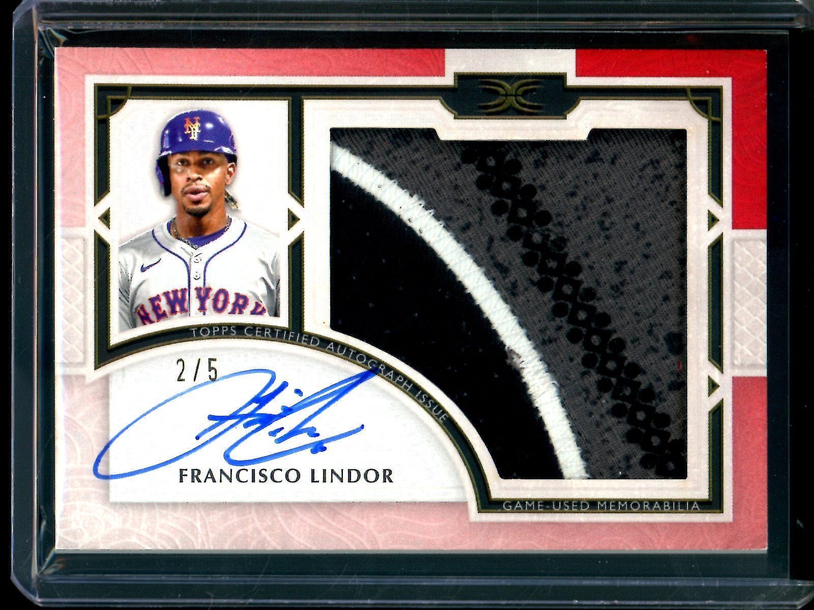 2025 Topps Definitive Fransisco Lindor Autograph Relic Card Red /5 Mets
