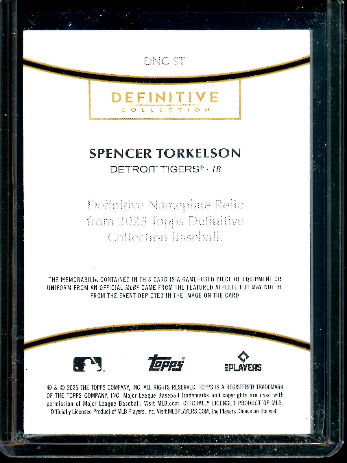 2025 Topps Definitive Spencer Torkelson Nameplate Relic 1/1 #DNC-ST Tigers