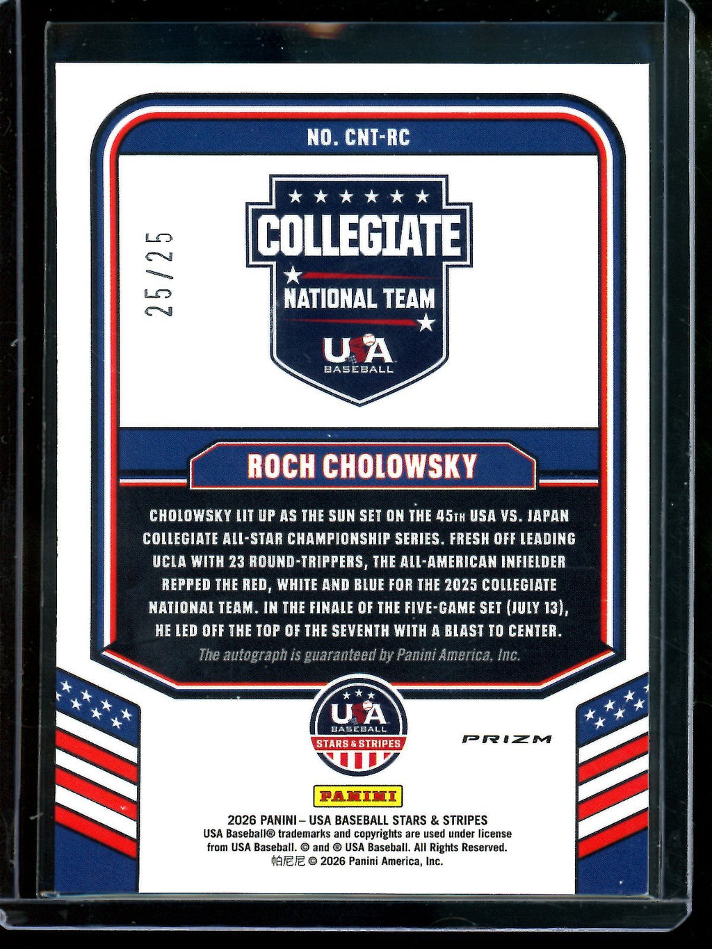 2026 Panini Stars and Stripes Roch Cholowsky Mojo Autograph /25