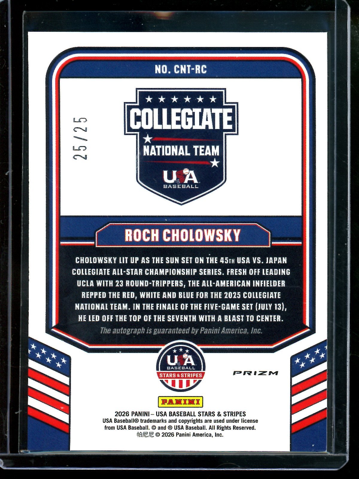 2026 Panini Stars and Stripes Roch Cholowsky Mojo Autograph /25
