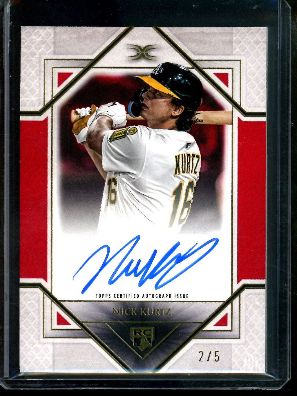 2025 Topps Definitive Nick Kurtz Rookie Autograph Red /5 #DRA-NK Athletics