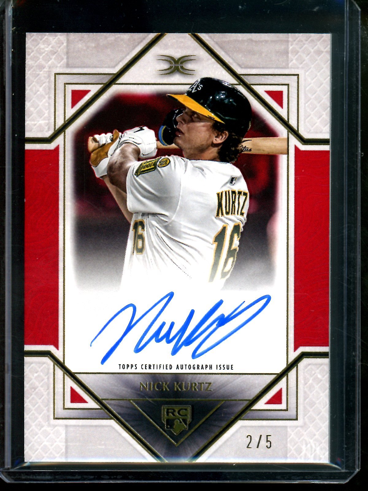 2025 Topps Definitive Nick Kurtz Rookie Autograph Red /5 #DRA-NK Athletics